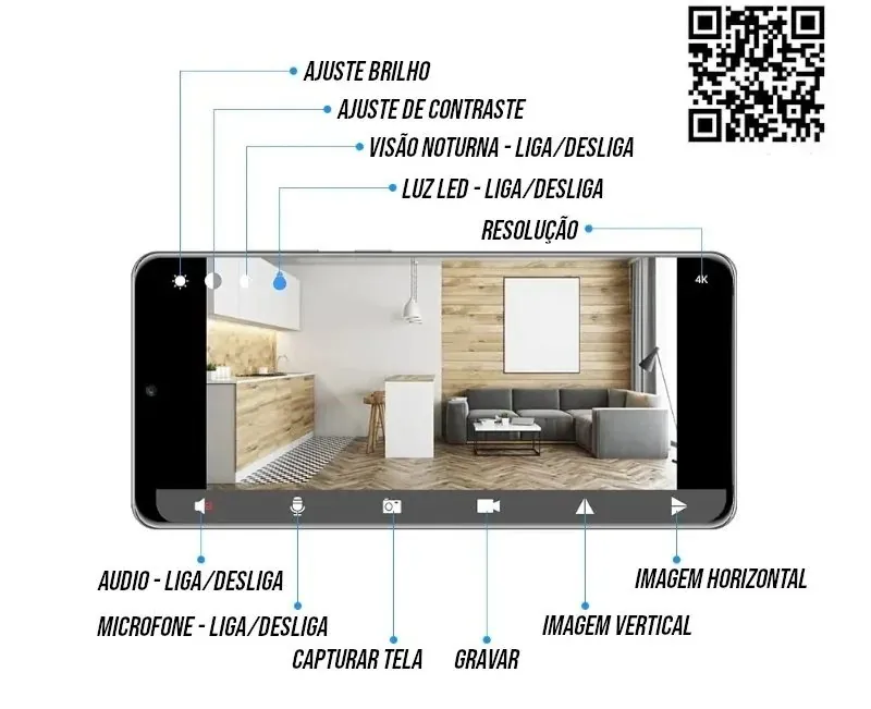 Relógio Digital com Câmera Wifi Full HD