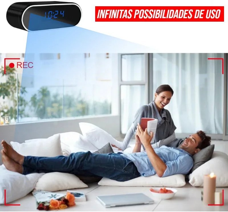 Relógio Digital com Câmera Wifi Full HD
