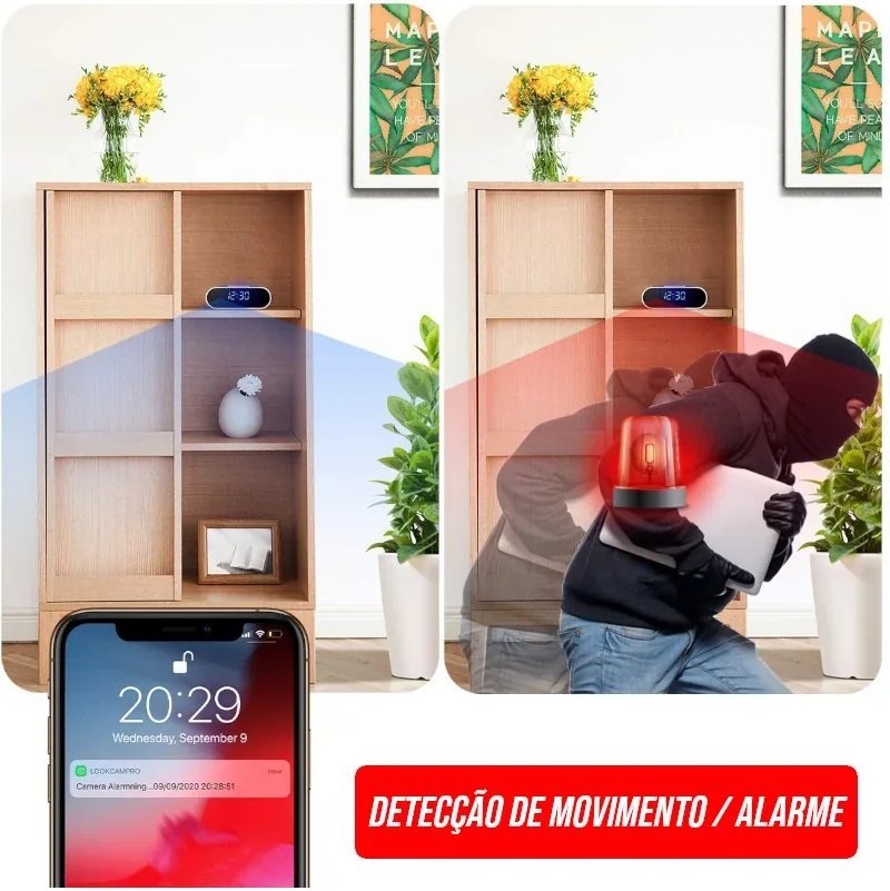 Relógio Digital com Câmera Wifi Full HD