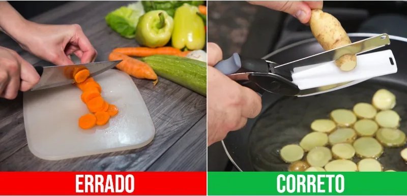 Tesoura de Cozinha 2 em 1 com Tábua de Corte
