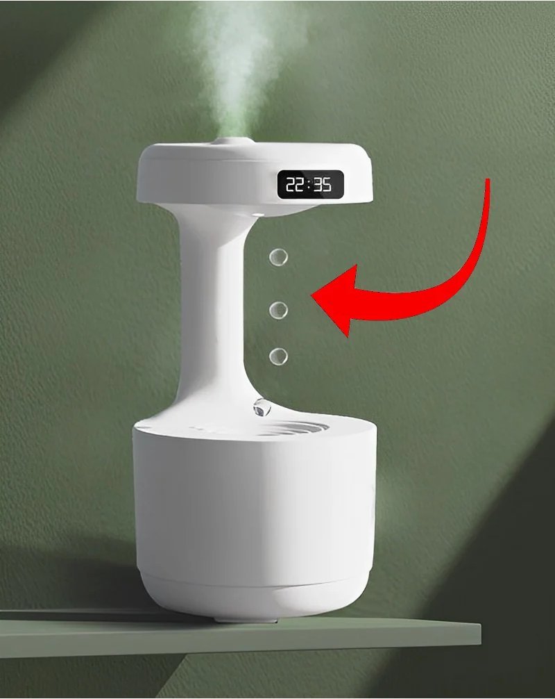 Umidificador de Ar com LED Relógio e Difusor