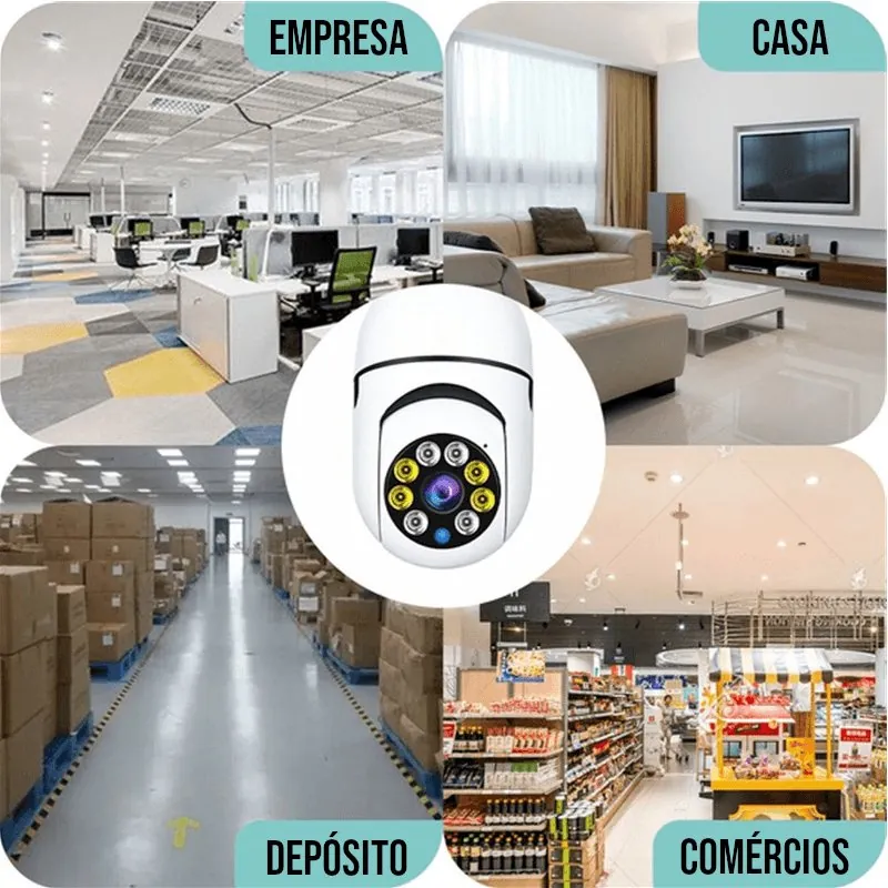 Câmera Wi-Fi Full HD 360 com Visão Noturna e Áudio