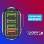 Carregador Rápido USB com 4 Portas Bivolt