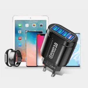 Carregador Rápido USB com 4 Portas Bivolt