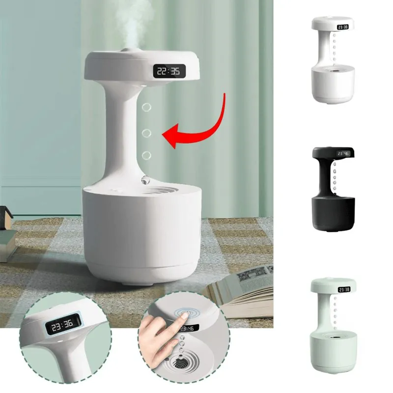 Umidificador de Ar com LED Relógio e Difusor