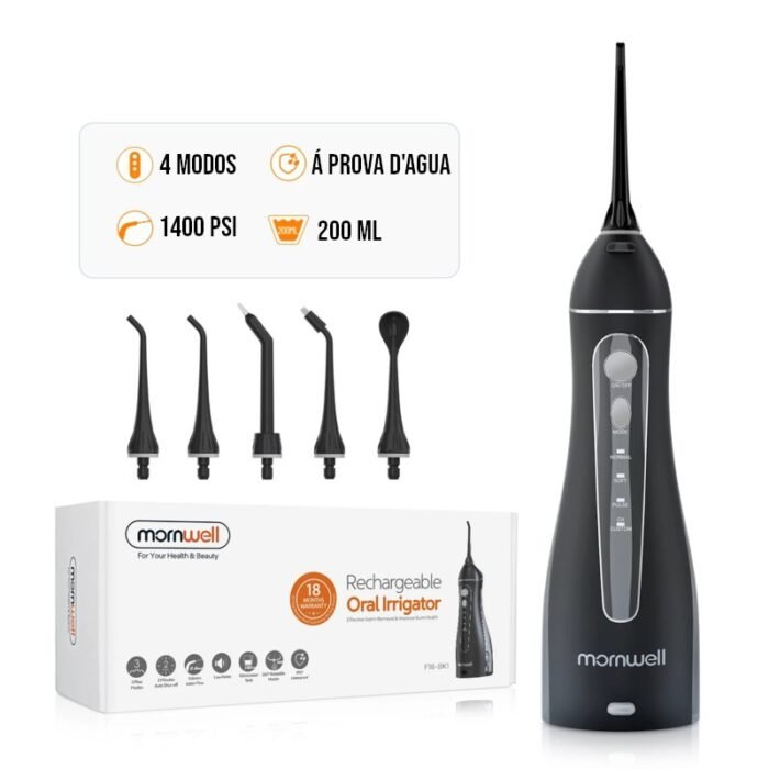 Irrigador Oral Portátil 200ml com 5 Bicos USB