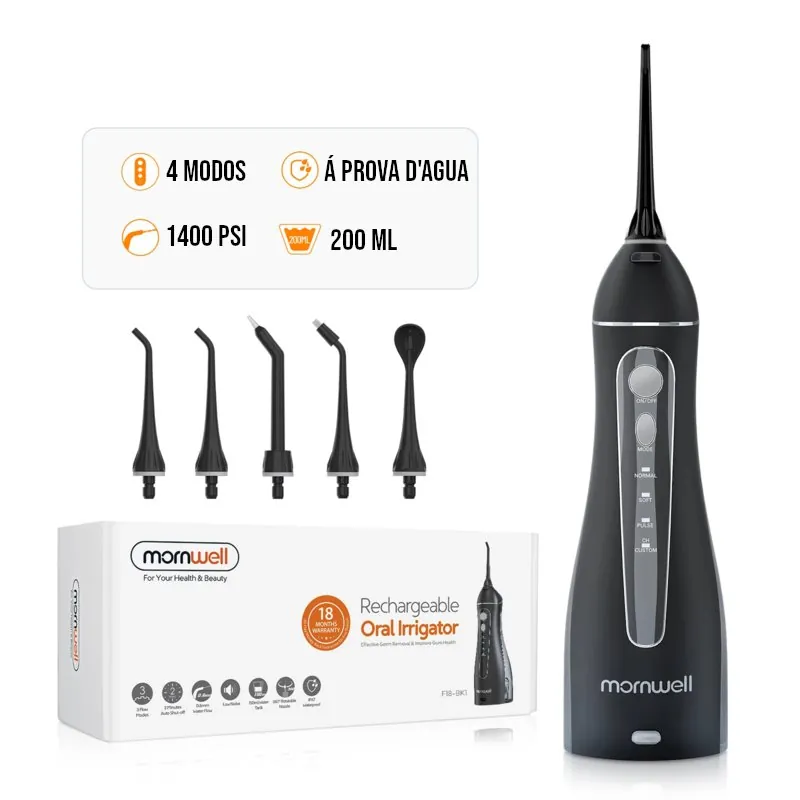 Irrigador Oral Portátil 200ml com 5 Bicos USB