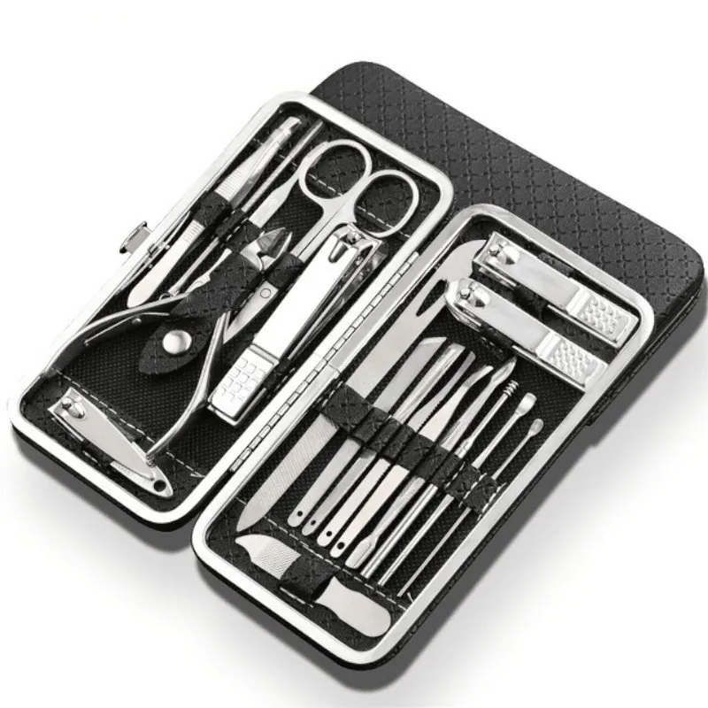 Kit Manicure e Pedicure Profissional 19 Peças Inox