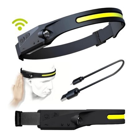 Lanterna de Cabeça LED Recarregável com Sensor