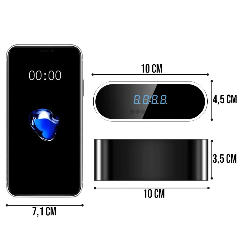 Relógio Digital com Câmera Wifi Full HD