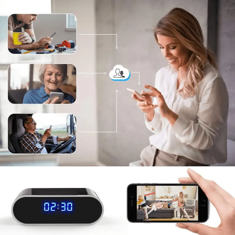 Relógio Digital com Câmera Wifi Full HD