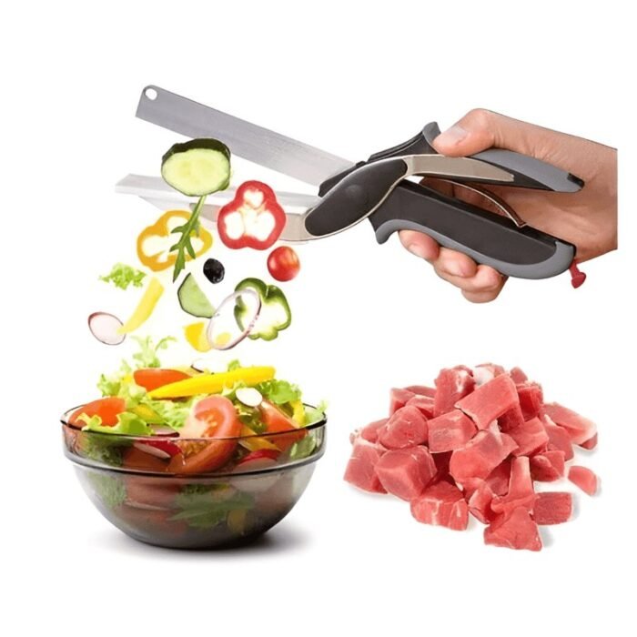 Tesoura de Cozinha 2 em 1 com Tábua de Corte
