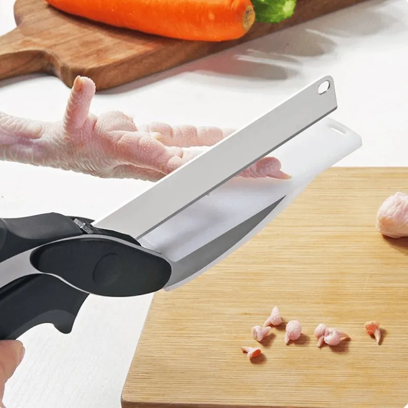 Tesoura de Cozinha 2 em 1 com Tábua de Corte