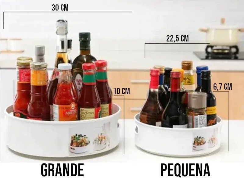 Bandeja Giratória Multiuso para Cozinha e Banheiro