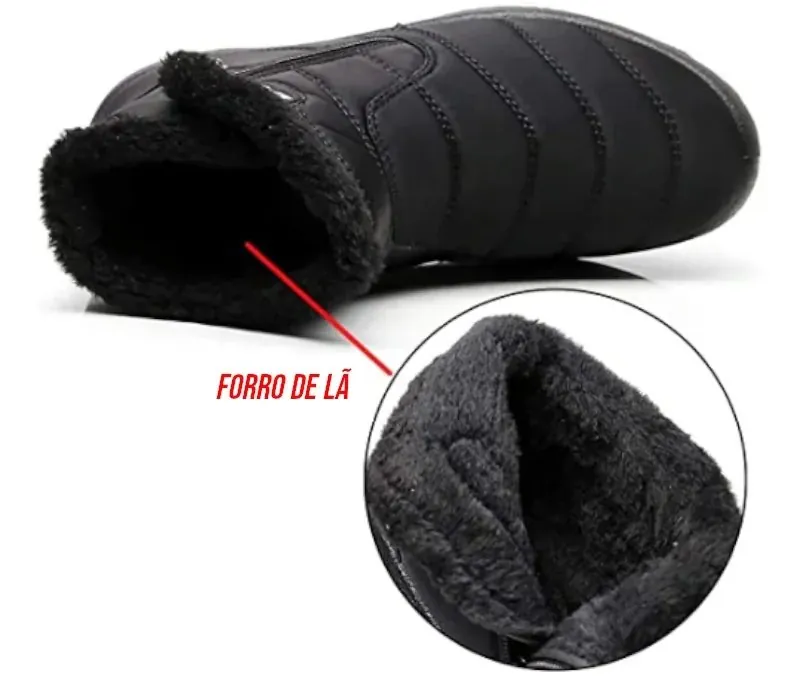 Bota Feminina Impermeável Forrada com Lã Inverno