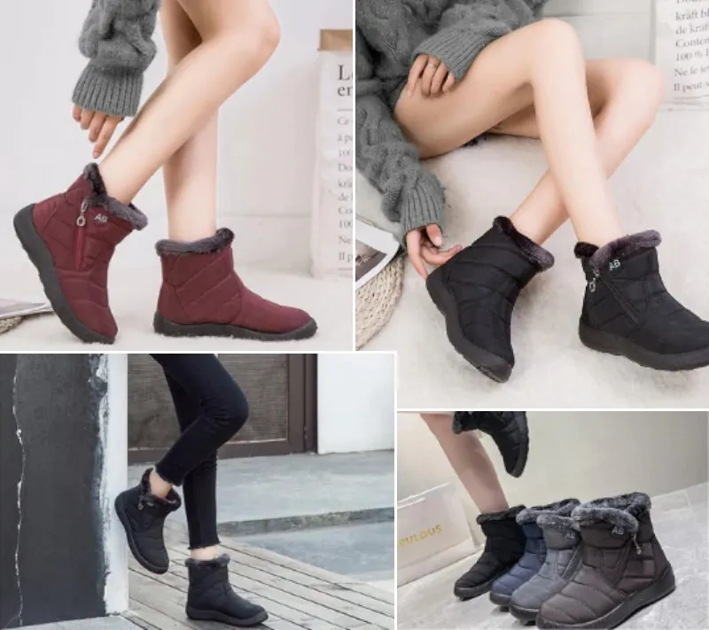 Bota Feminina Impermeável Forrada com Lã Inverno