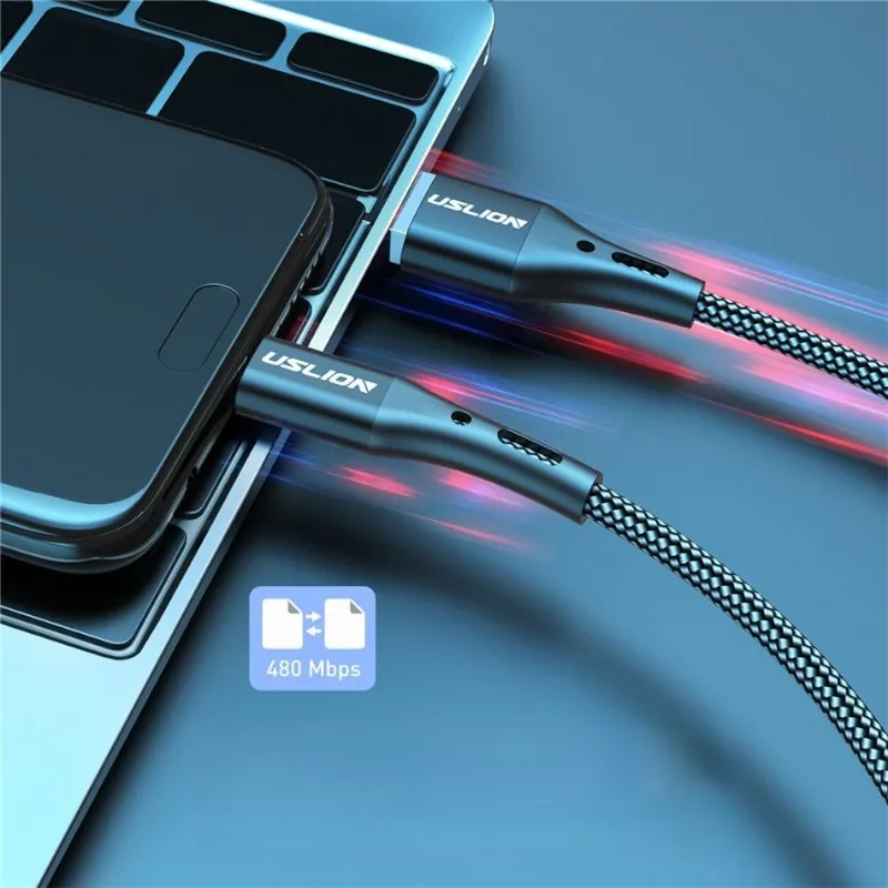 Cabo USB Tipo C 3 Metros Nylon com Carregamento Rápido