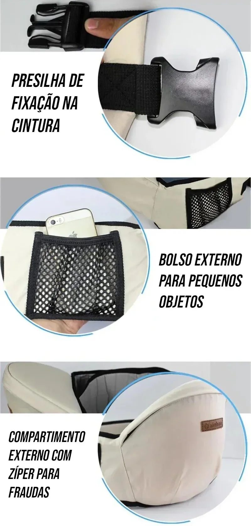 Canguru Ergonômico com Assento para Bebê