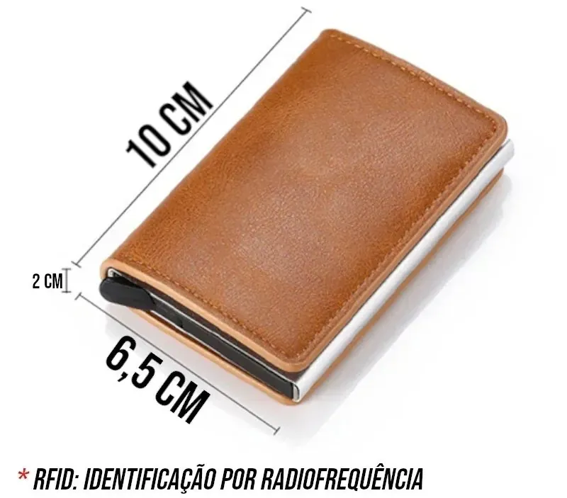 Carteira Slim com Proteção RFID e Ejetor de Cartões