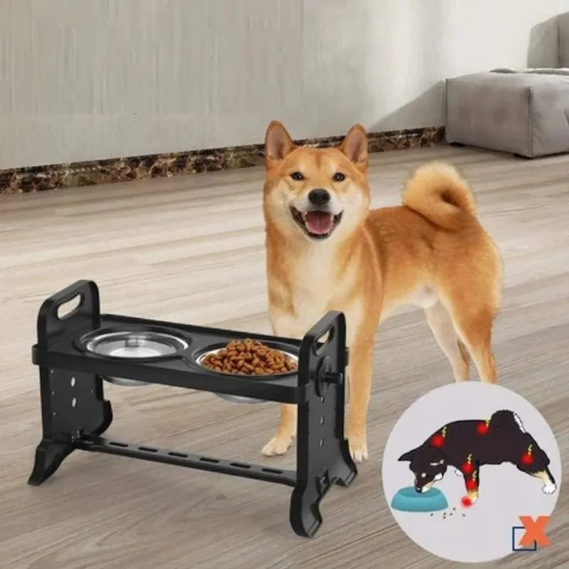 Comedouro Elevado Ajustável Duplo para Cães e Gato