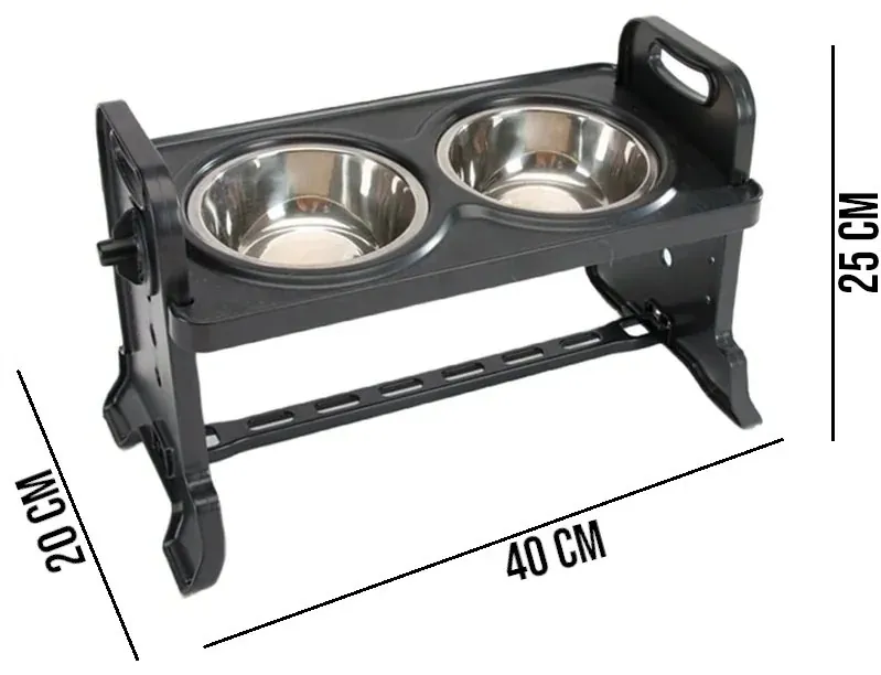Comedouro Elevado Ajustável Duplo para Cães e Gato