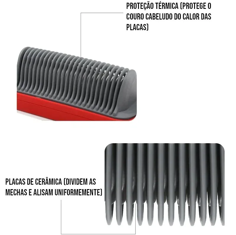 Escova Alisadora 5 em 1 Cerâmica Bivolt Profissional