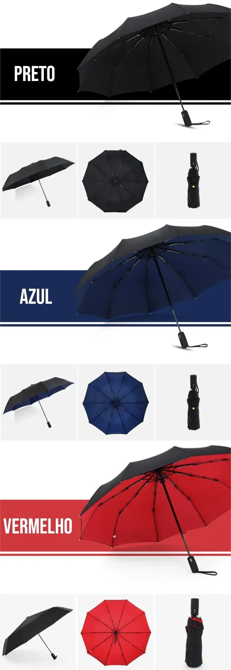 Guarda-Chuva Automático Reforçado com Proteção UV