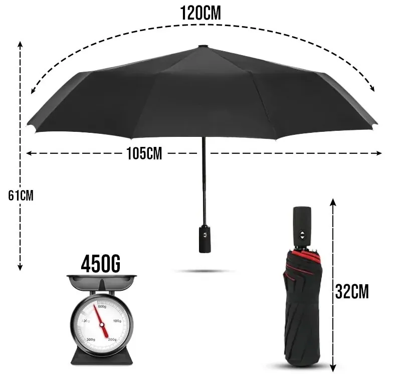 Guarda-Chuva Automático Reforçado com Proteção UV