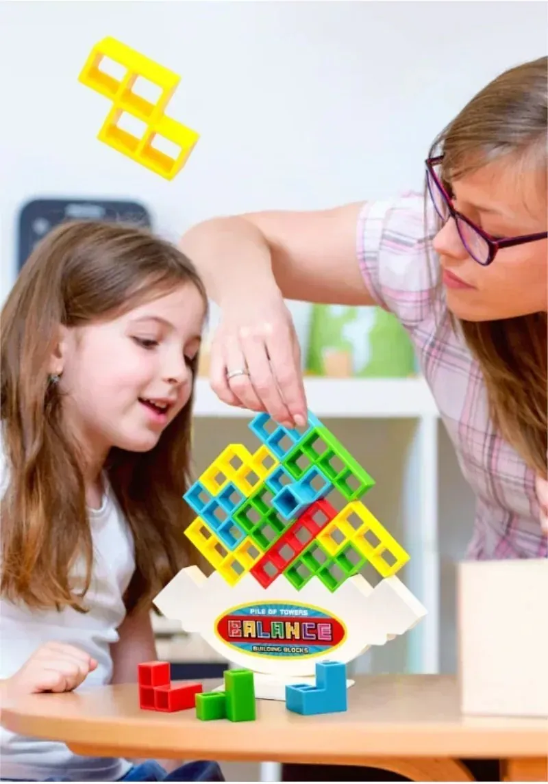 Jogo de Equilíbrio Infantil Torre Tetris Educativo