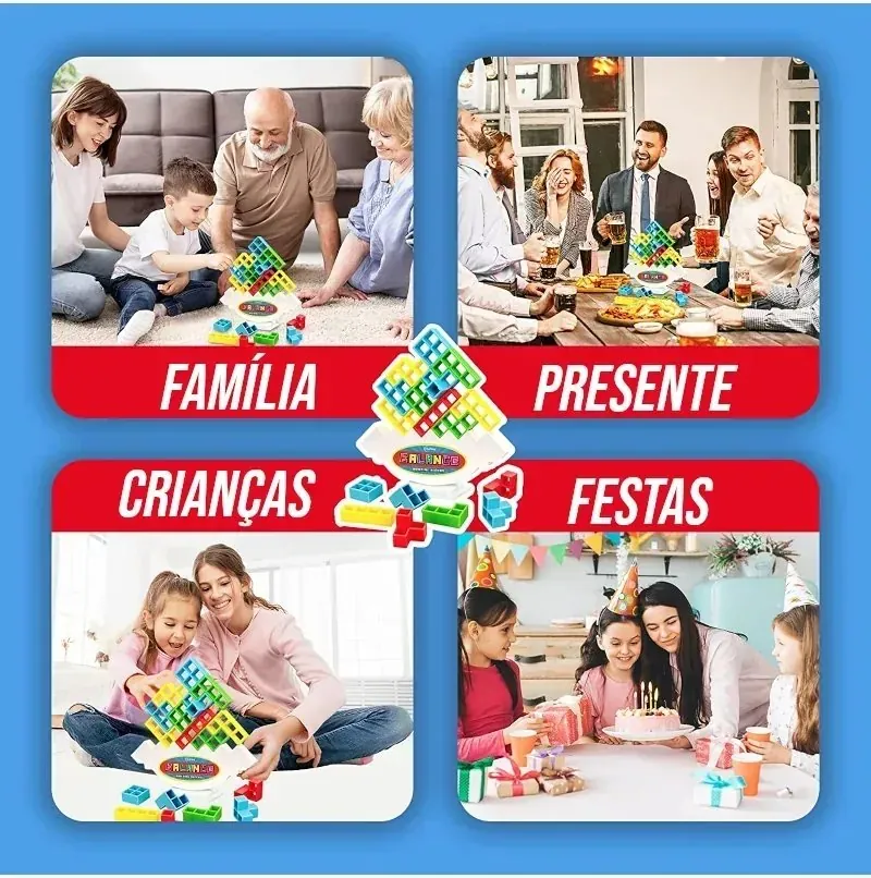 Jogo de Equilíbrio Infantil Torre Tetris Educativo