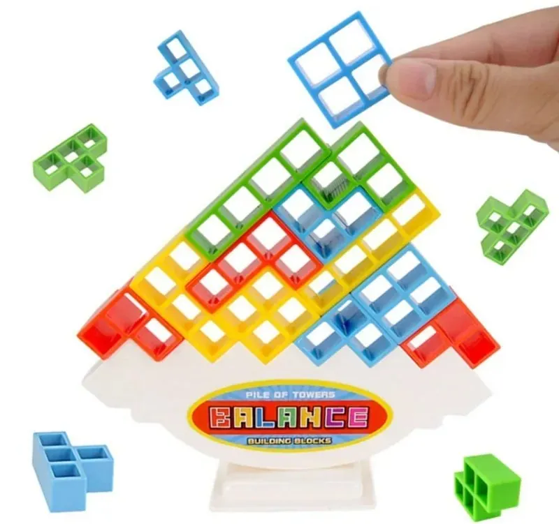 Jogo de Equilíbrio Infantil Torre Tetris Educativo