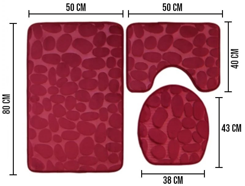 Jogo de Tapetes Antiderrapantes para Banheiro 3 Peças
