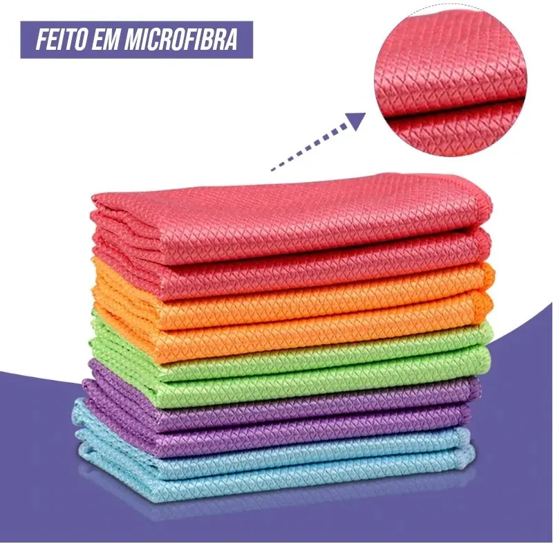Kit 5 Panos de Microfibra Super Absorventes Multiuso