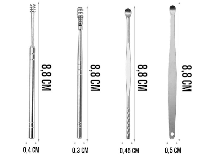 Kit Removedor de Cera de Ouvido com 6 Peças Inox