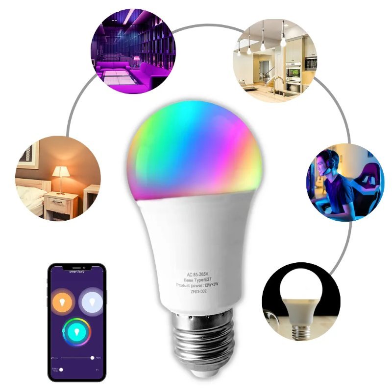 Lâmpada Inteligente LED Wi-Fi RGB com Controle por Voz