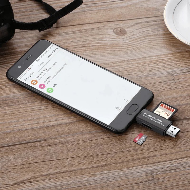 Leitor de Cartão com USB Tipo C e Micro USB