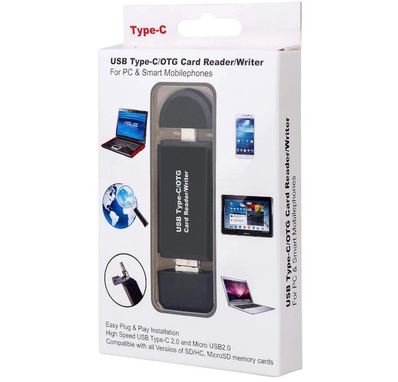 Leitor de Cartão com USB Tipo C e Micro USB