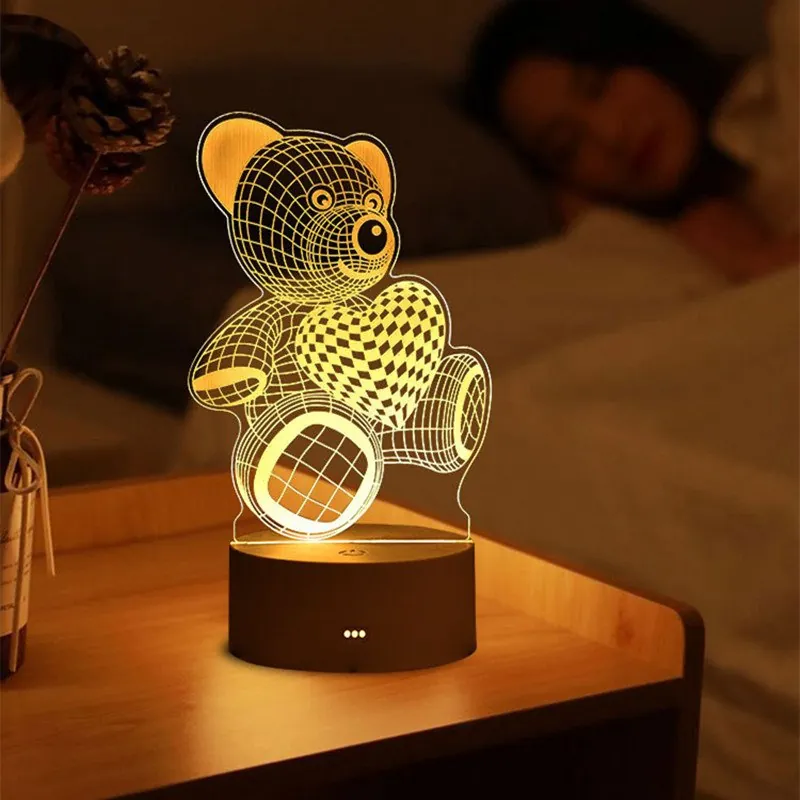 Luminária 3D de Mesa Decorativa com Luz Suave