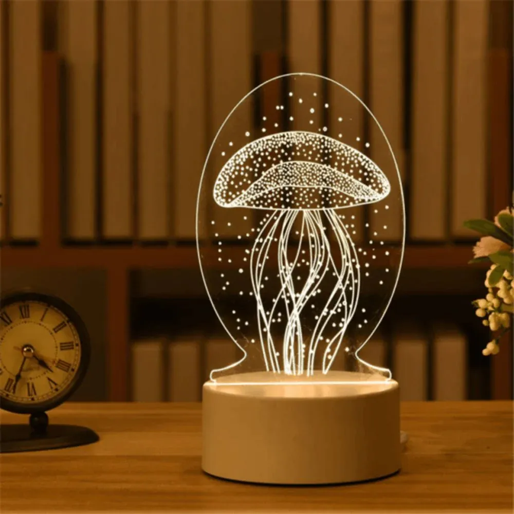 Luminária 3D de Mesa Decorativa com Luz Suave