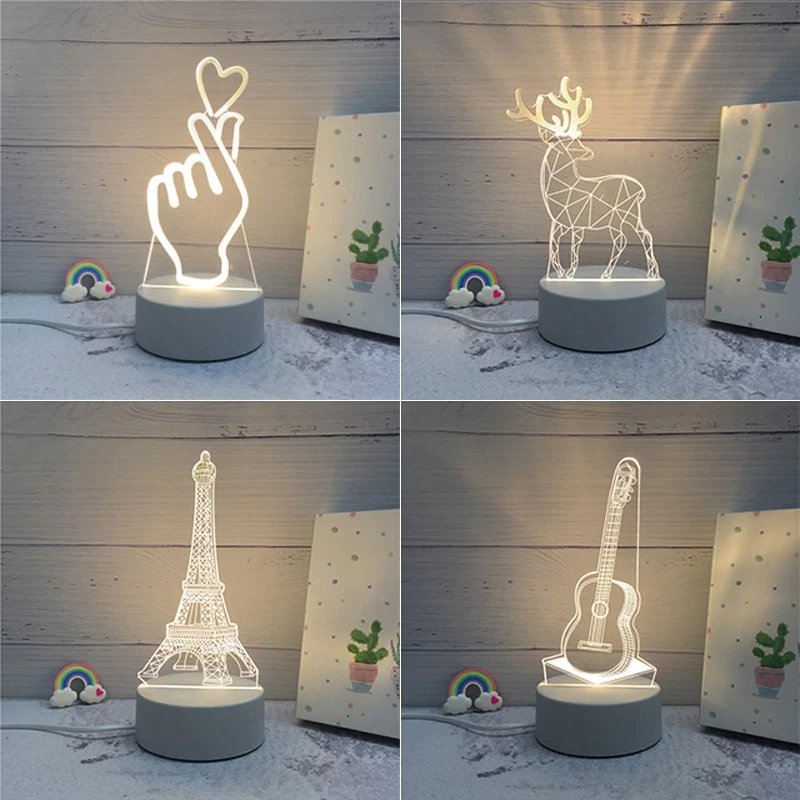 Luminária 3D de Mesa Decorativa com Luz Suave