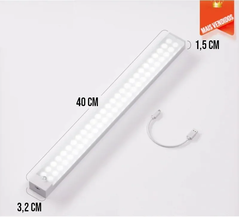 Luminária LED com Sensor de Movimento Recarregável