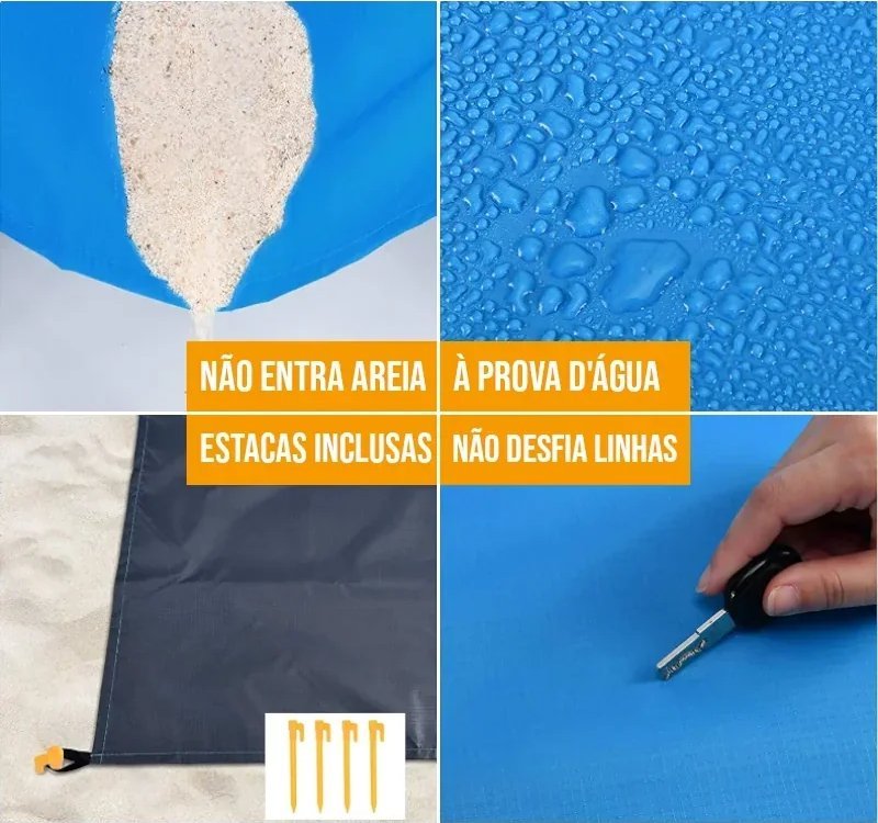 Manta de Praia Impermeável e Compacta Sem Areia