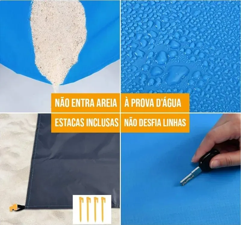 Manta de Praia Impermeável e Compacta Sem Areia