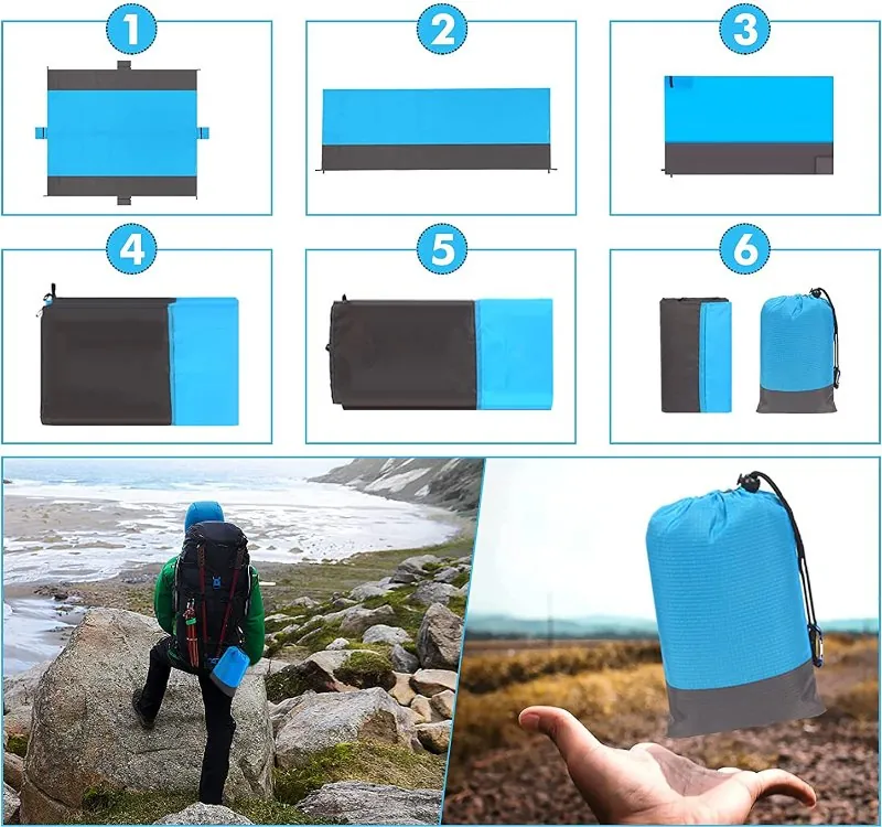 Manta de Praia Impermeável e Compacta Sem Areia