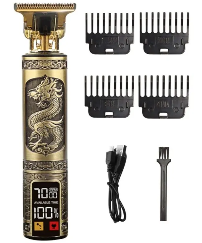 Máquina de Cortar Cabelo e Barba Profissional Dourada