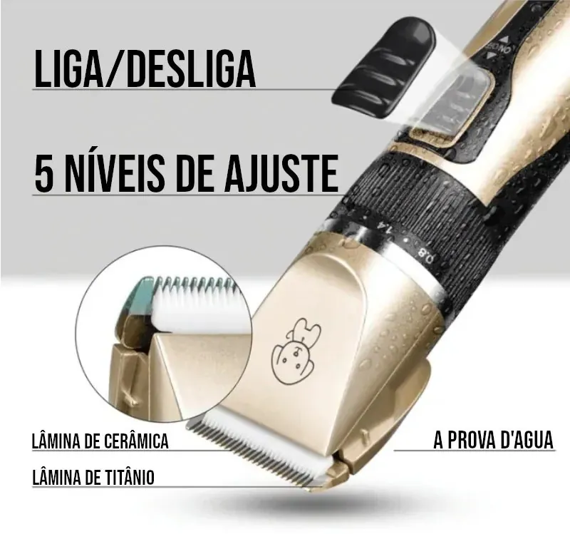 Máquina de Tosa Profissional Pet Bivolt Silenciosa