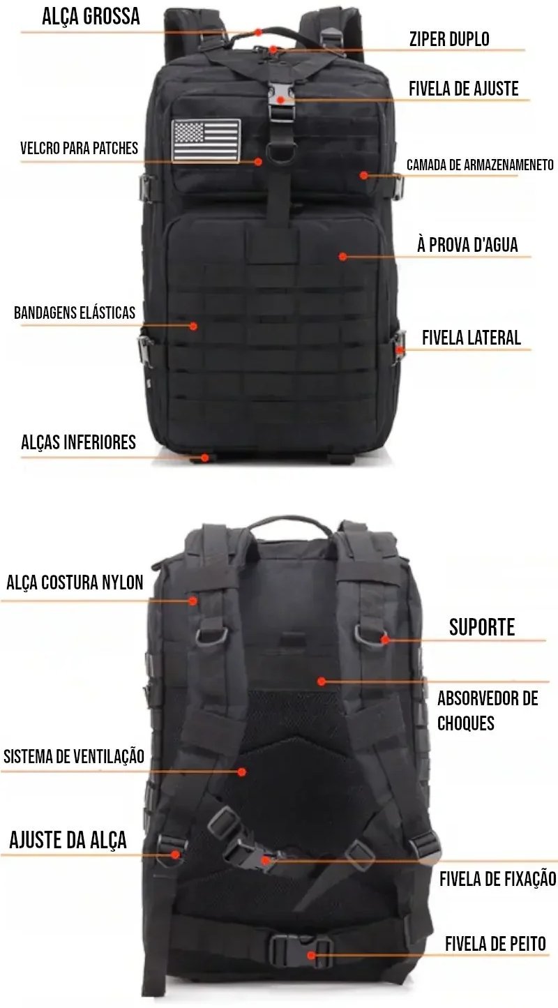 Mochila Tática Militar Impermeável 50 Litros