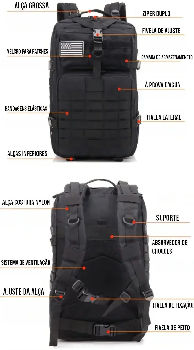 Mochila Tática Militar Impermeável 50 Litros