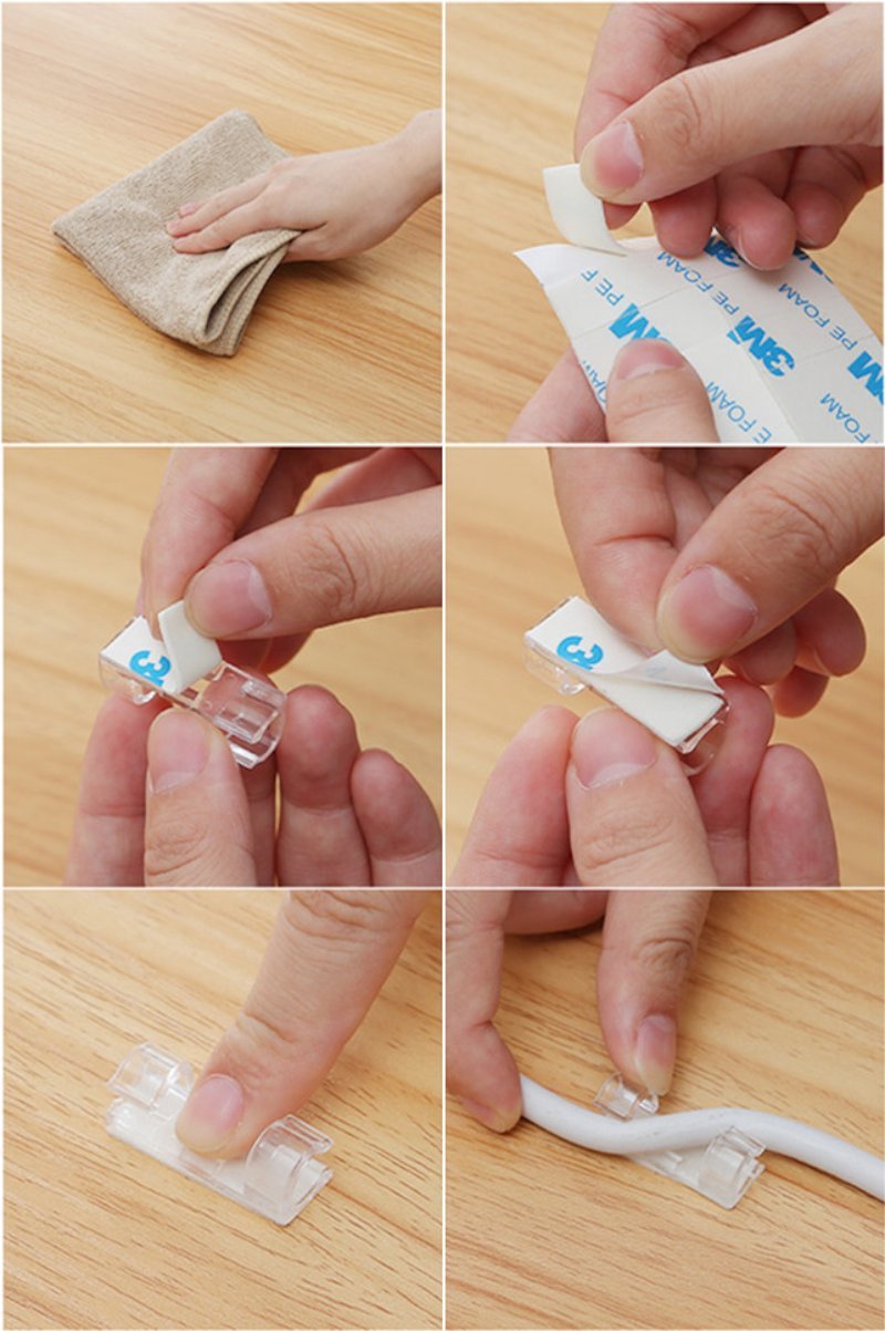 Organizador de Cabos Adesivo com 20 Clipes