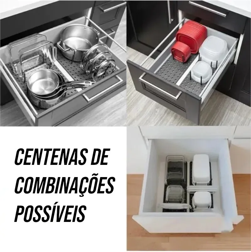 Organizador de Gaveta Expansível para Talheres e Utensílios